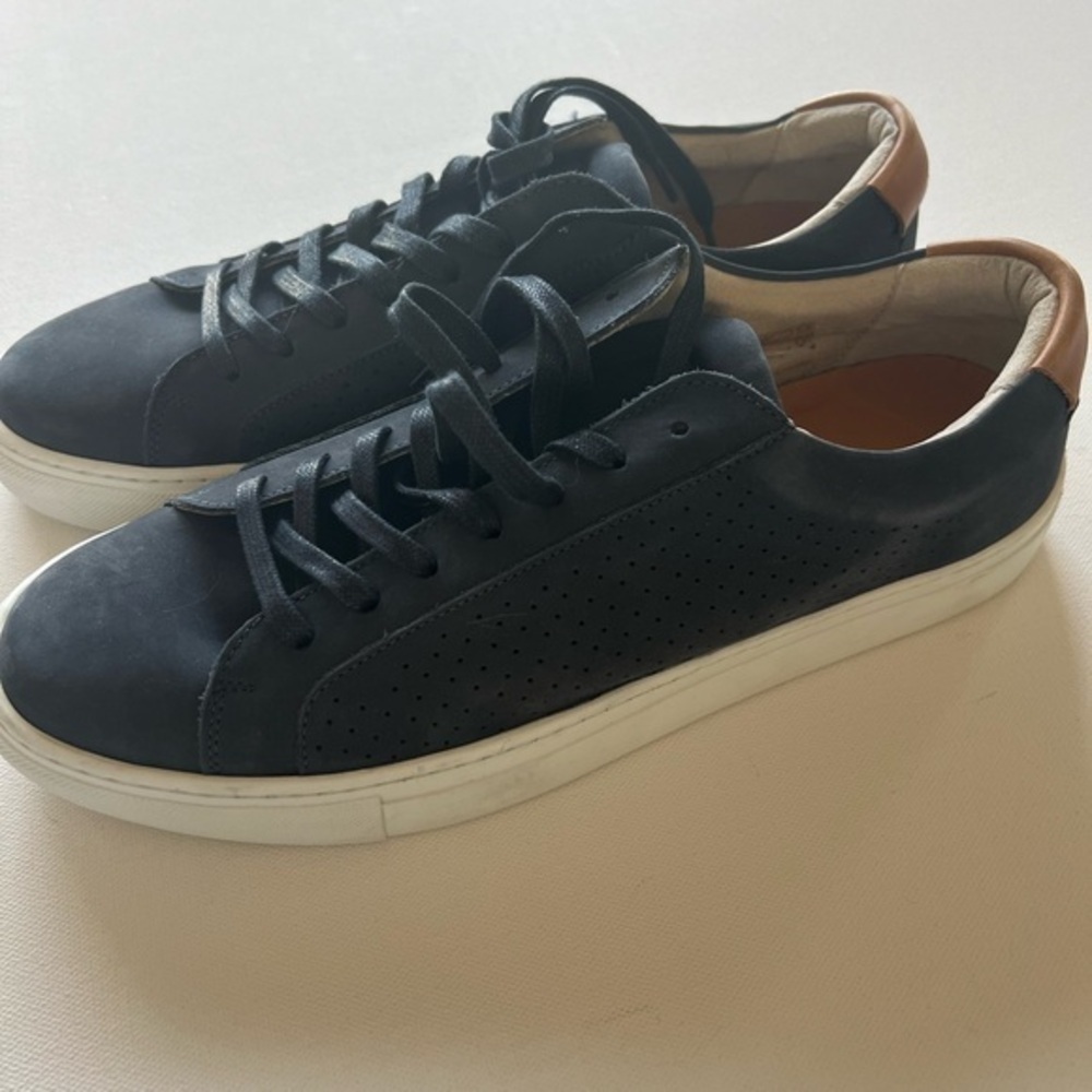 NWOB Supply Lab Damian Navy Blue Leather Casual Sneaker Shoes Men's Size 10